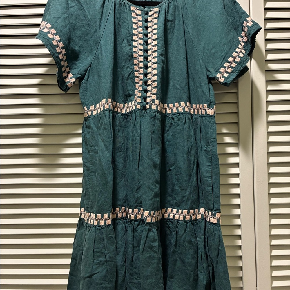 Madewell Turquoise and Pink Midi Dress